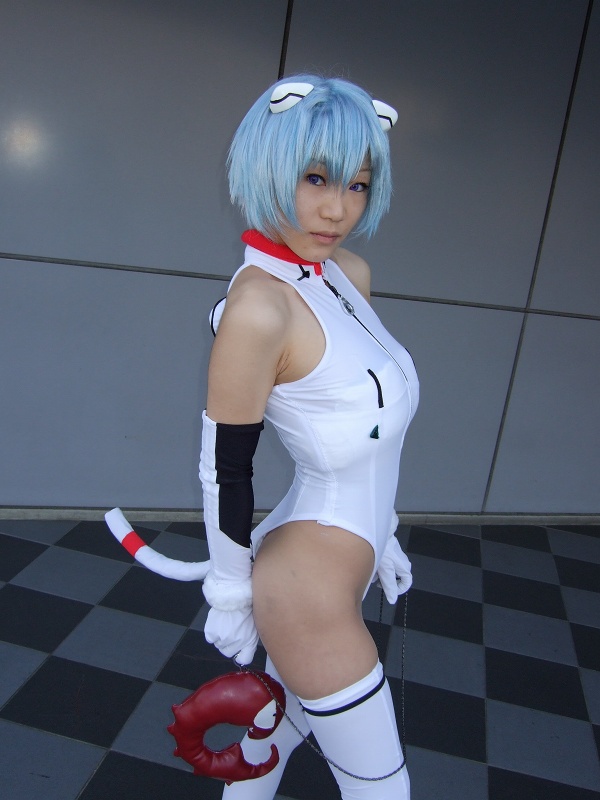 ayanami_rei, blue_hair, cosplay, kagura_gyokuto, neon_genesis_evangelion, plugsuit, sandalphon, stuffed_animal