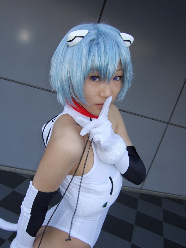 ayanami_rei, blue_hair, cosplay, kagura_gyokuto, neon_genesis_evangelion, plugsuit, sandalphon, stuffed_animal
