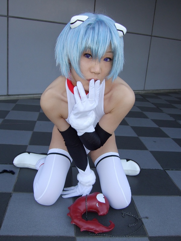 ayanami_rei, blue_hair, cosplay, kagura_gyokuto, neon_genesis_evangelion, plugsuit, sandalphon, stuffed_animal