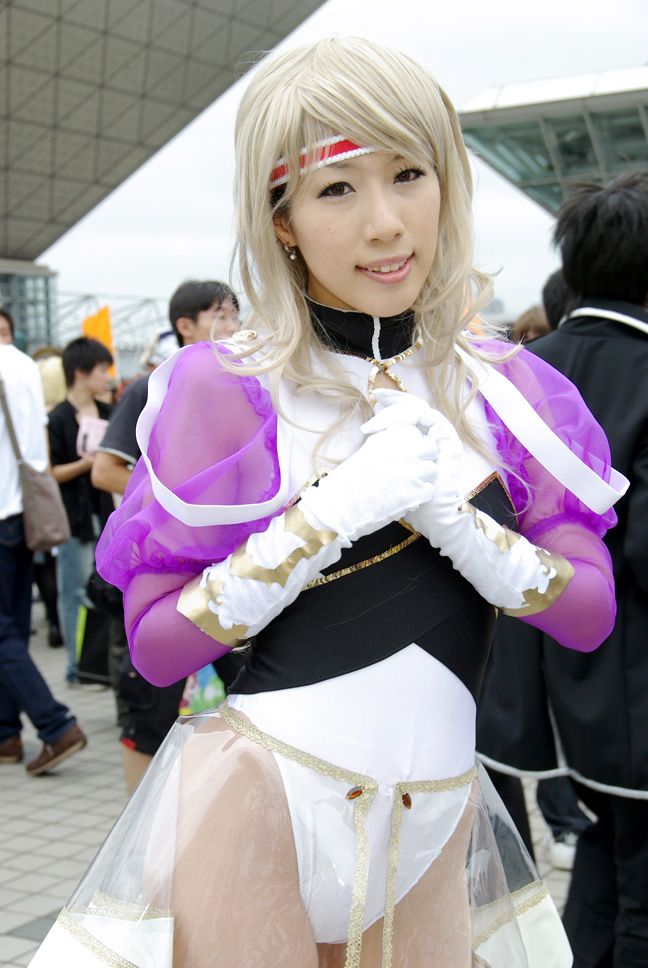 blonde_hair, cosplay, growlanser, hizuki_shin, julia_douglas, see-through_skirt, thigh-highs