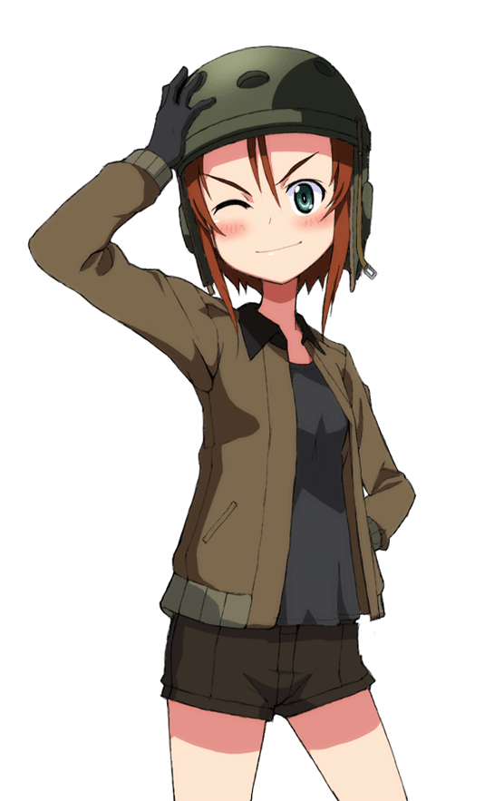 1girl, ;), bangs, black_gloves, black_shirt, black_shorts, brown_hair, brown_jacket