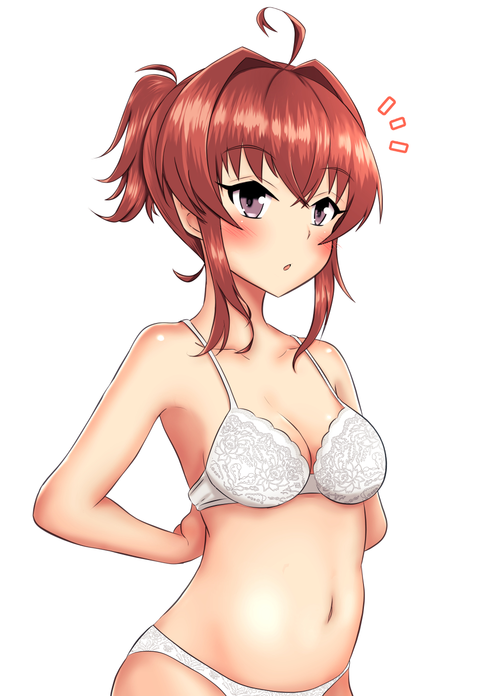 1girl, ahoge, arashi_(kantai_collection), bra, breasts, hair_intakes, haoto_(arnica_leaf), highres