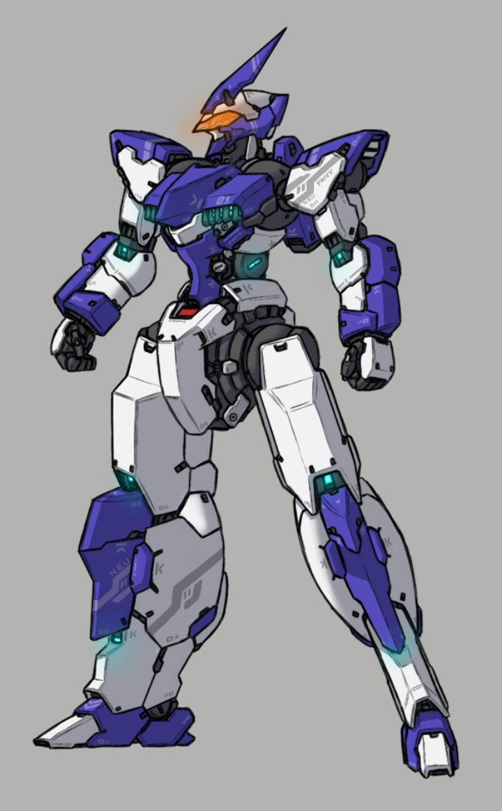 clenched_hands, csg, glowing, grey_background, looking_ahead, mecha, no_humans, original