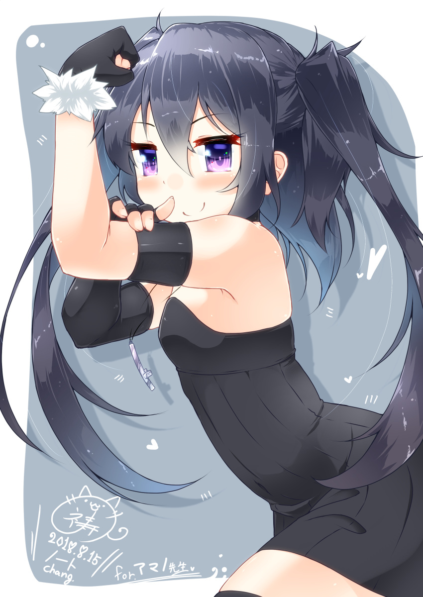 1girl, absurdres, arm_up, bangs, black_gloves, blush, borrowed_character, breasts