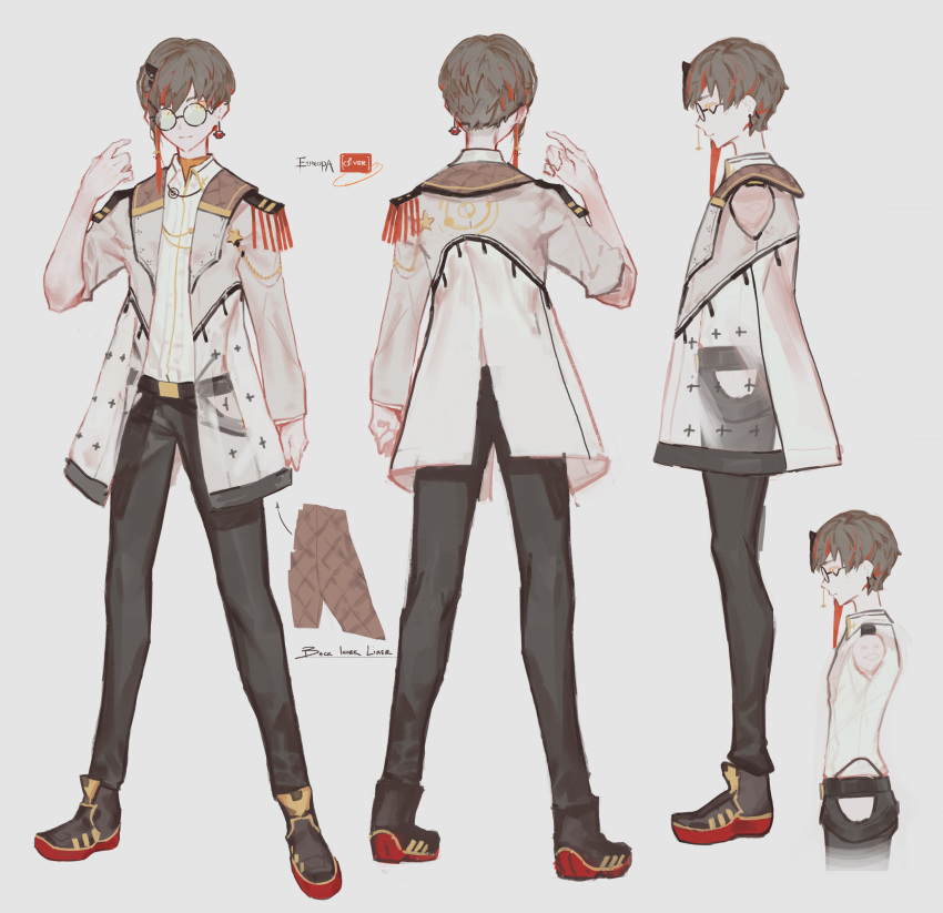 1boy, absurdres, atelier_live, brown_hair, character_sheet, english_commentary, europa_yuu, from_side