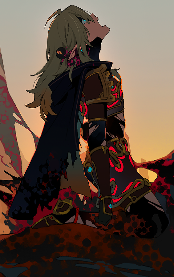 1boy, armor, blonde_hair, blood, blue_eyes, breastplate, cape, cropped