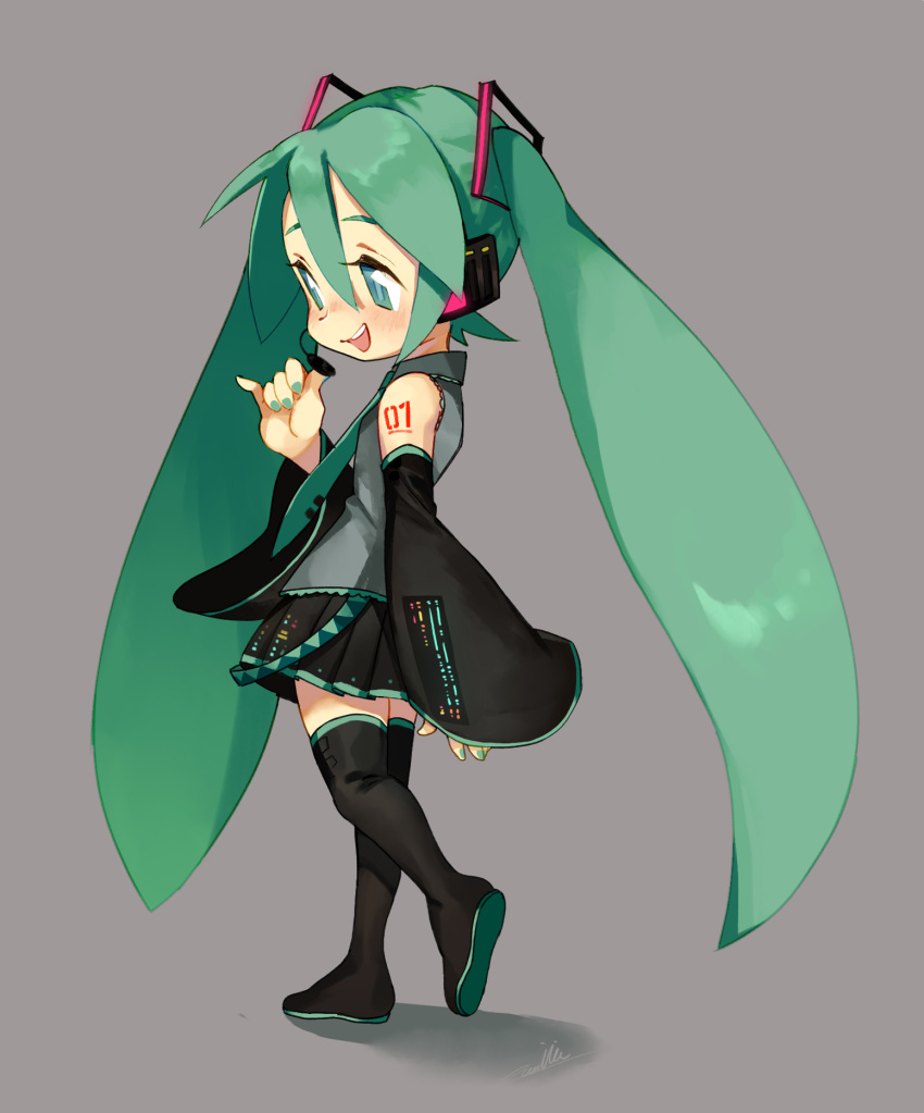 1girl, aqua_eyes, aqua_hair, aqua_nails, aqua_neckwear, black_footwear, black_legwear, boots