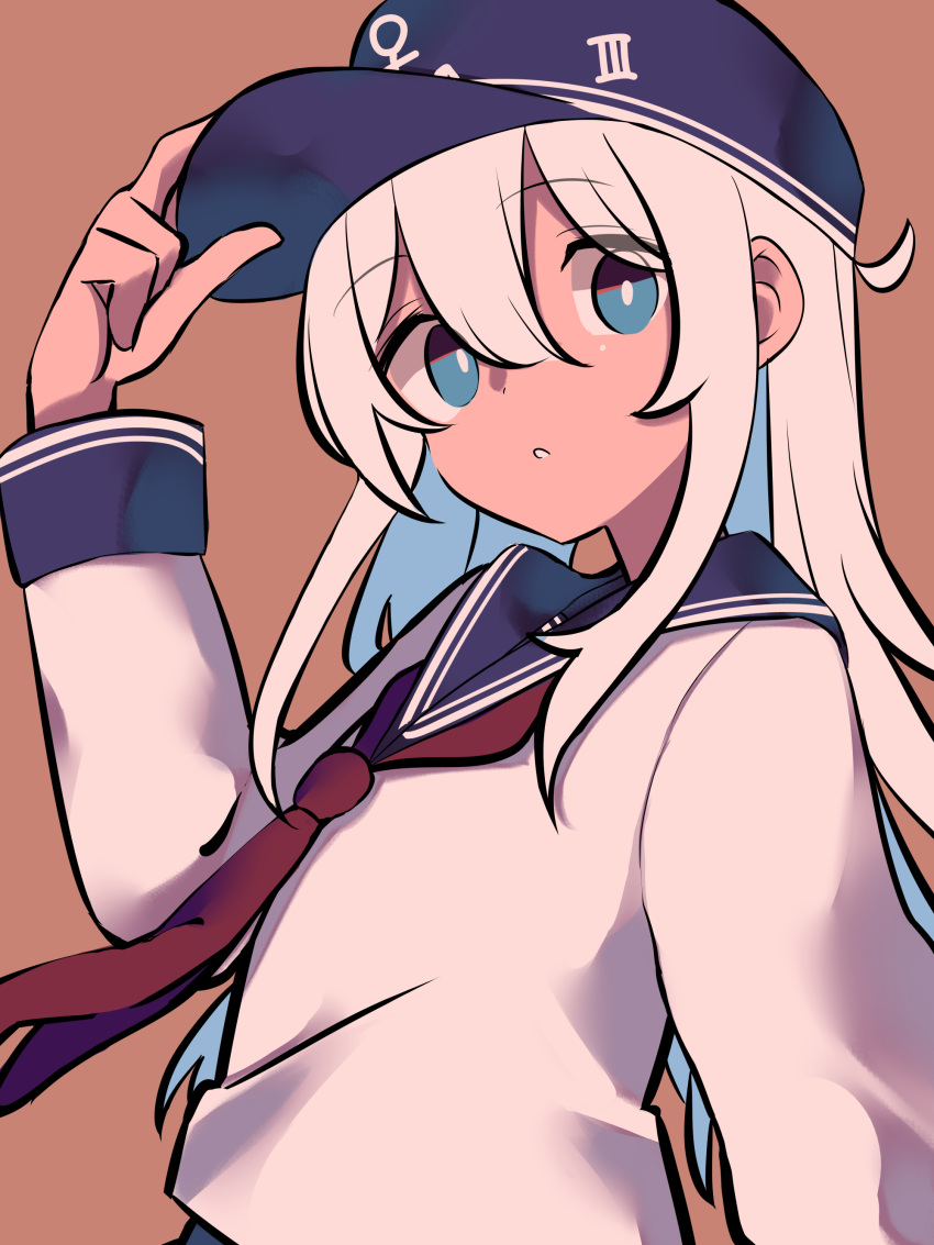 1girl, absurdres, anchor_symbol, black_sailor_collar, blue_eyes, flat_cap, hat, hibiki_(kantai_collection)