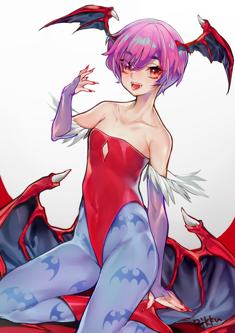1girl, animal_print, bare_shoulders, bat_print, blue_legwear, boots, bridal_gauntlets, commentary