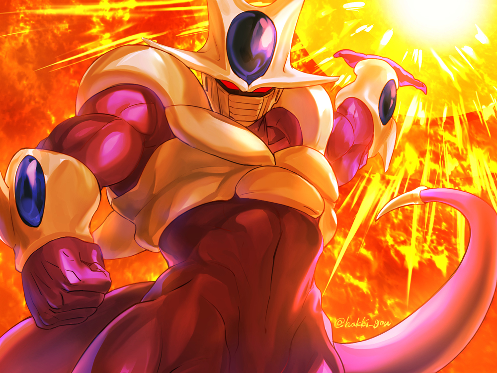 1boy, alien, arm_up, clenched_hand, cooler_(dragon_ball), dragon_ball, dragon_ball_z, energy