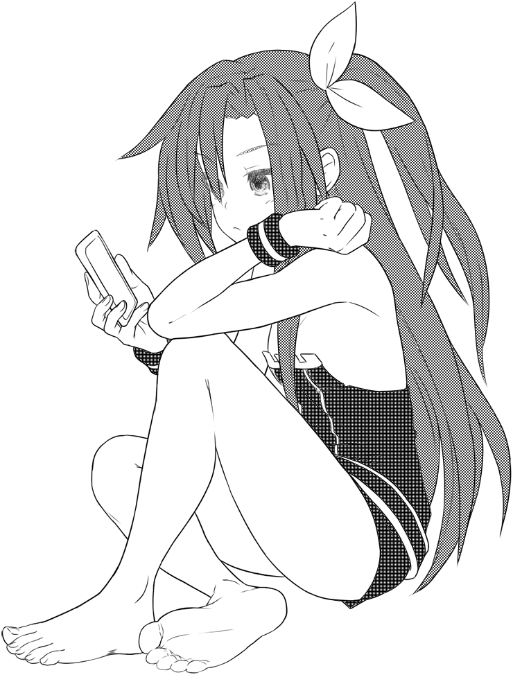 1girl, bare_legs, bare_shoulders, barefoot, choujigen_game_neptune, elbow_on_knee, feet, flat_chest