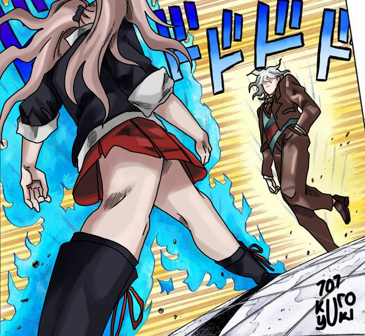 1boy, 1girl, 707kuroyuki, black_footwear, black_shirt, blazer, blonde_hair, boots