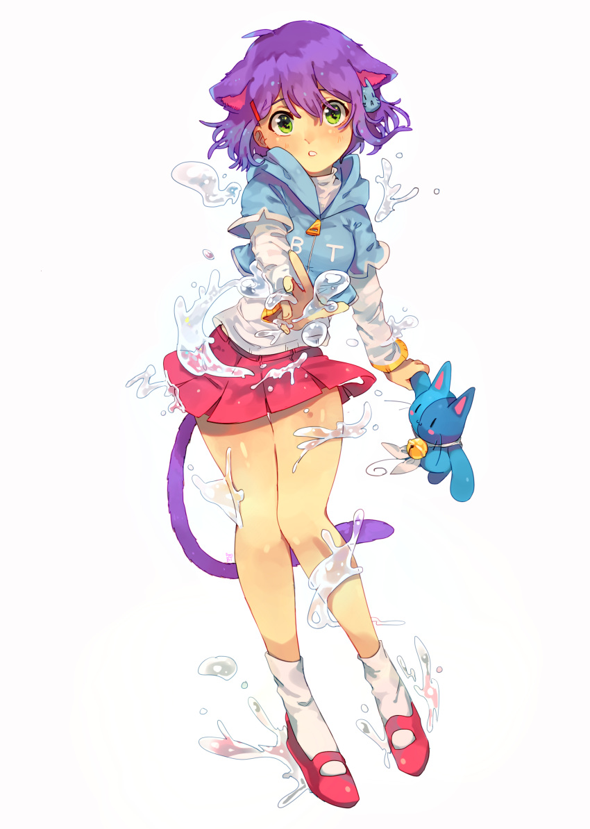 1girl, absurdres, animal_ears, artist_name, bell, benzbt, cat, cat_ears