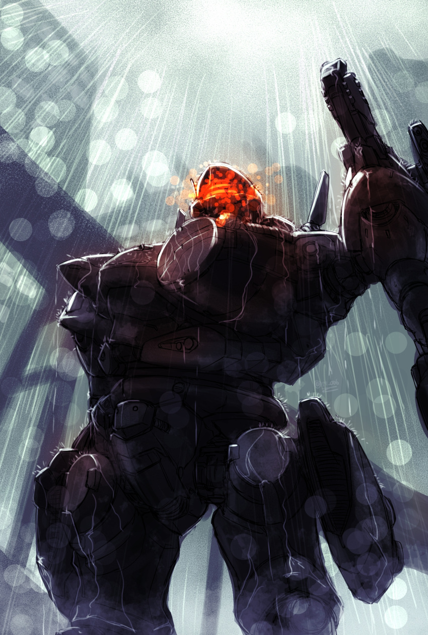 armored_core, armored_core:_nexus, from_below, glowing, highres, looking_up, mecha, mecha_request