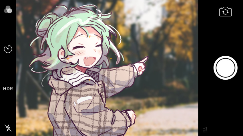 1girl, adan_imas, bangs, blurry, blurry_background, blush, camera, cellphone