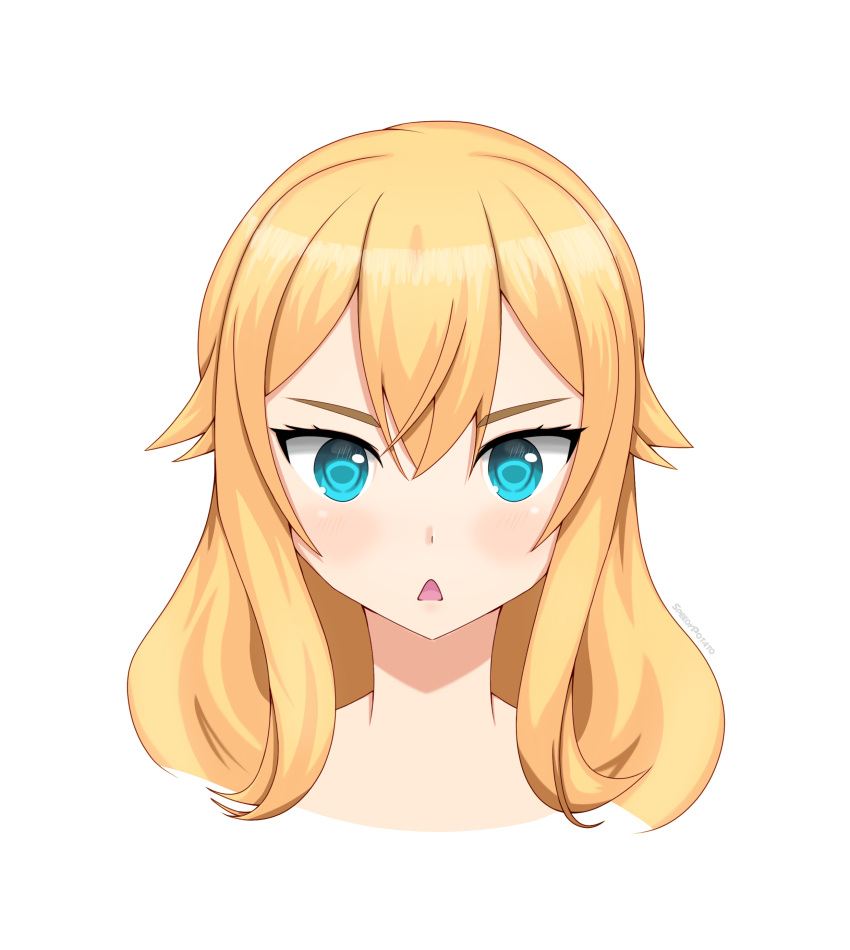1girl, absurdres, blonde_hair, blue_eyes, english_commentary, hair_between_eyes, head_only, highres