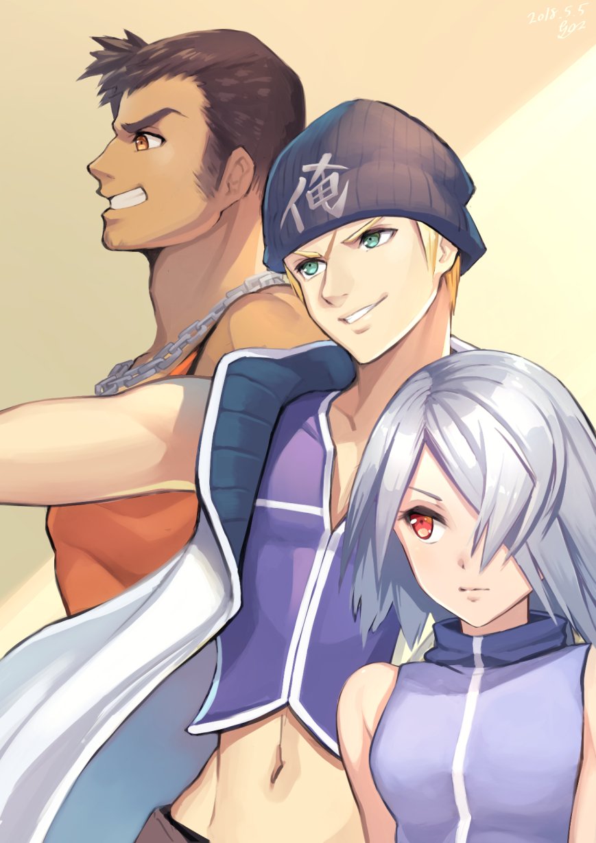 1girl, blonde_hair, breasts, brown_eyes, brown_hair, closed_mouth, fuujin_(ff8), hat