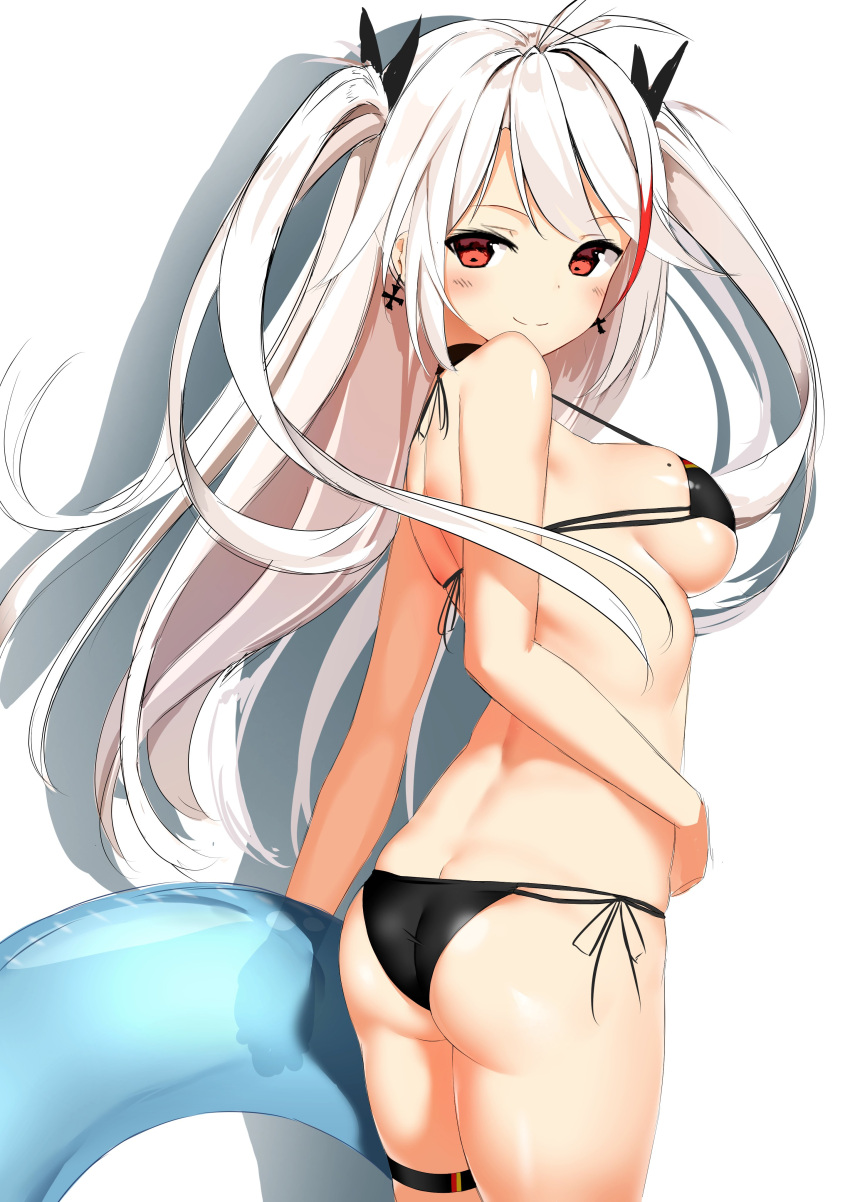 1girl, absurdres, ahoge, arched_back, ass, azur_lane, bangs, bikini