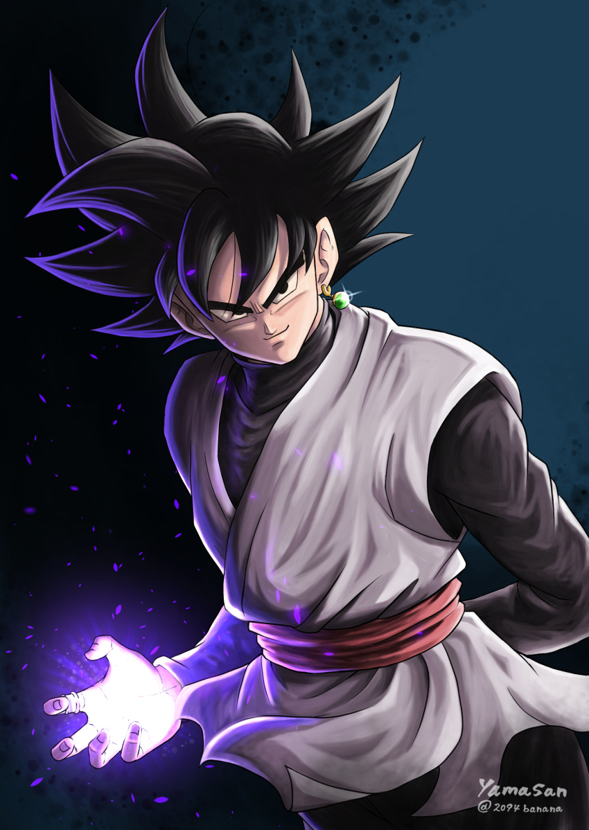 1boy, 2094banana, arm_behind_back, black_eyes, black_hair, closed_mouth, dragon_ball, dragon_ball_super