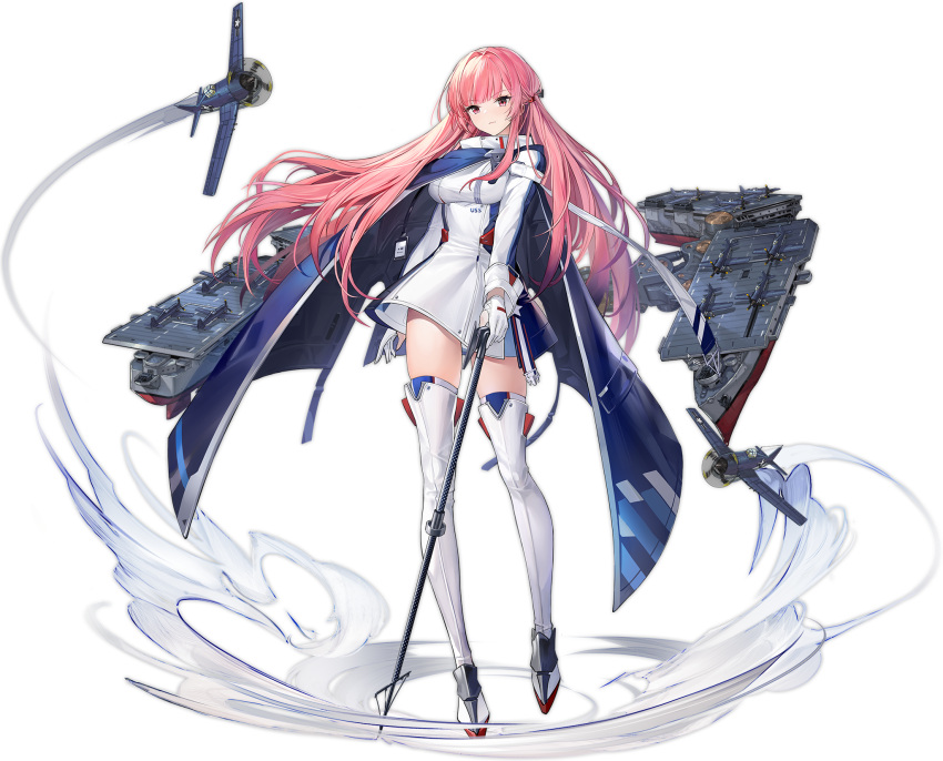 1girl, aircraft, airplane, artist_request, azur_lane, bangs, blue_cape, boots