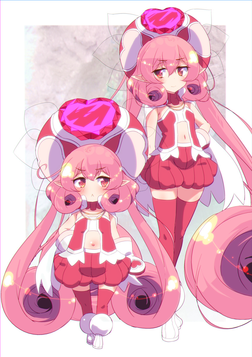 1girl, bangs, blush, cape, curly_hair, eyebrows_visible_through_hair, hair_between_eyes, hand_on_hip