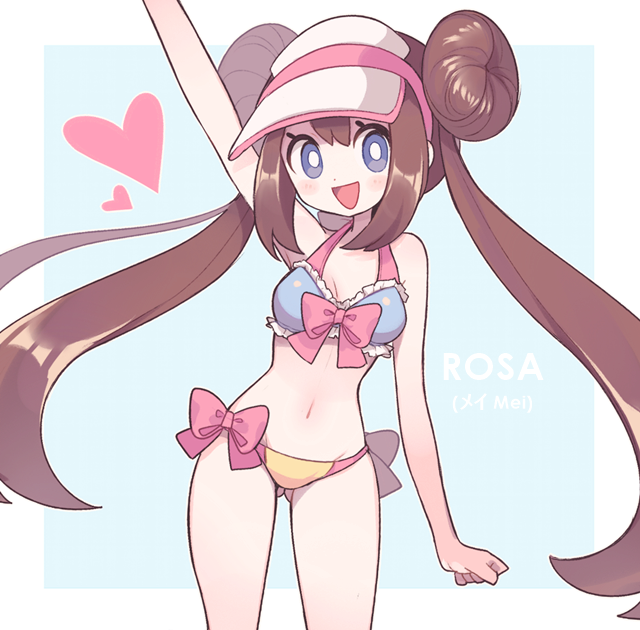 1girl, alternate_costume, arm_up, ass_visible_through_thighs, bangs, bare_shoulders, bikini, blue_background