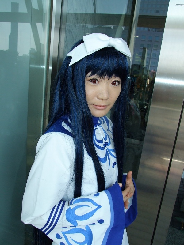 cosplay, dress, flower, hair_bow, kawakabe_momoka, seiru, touka_gettan