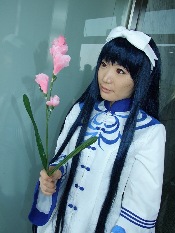 cosplay, dress, flower, hair_bow, kawakabe_momoka, seiru, touka_gettan