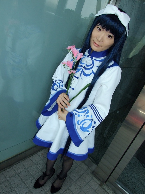 cosplay, dress, flower, hair_bow, kawakabe_momoka, seiru, touka_gettan