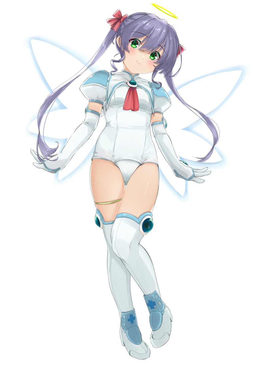 1girl, boots, commentary_request, djibril_aries, elbow_gloves, energy_wings, full_body, gloves