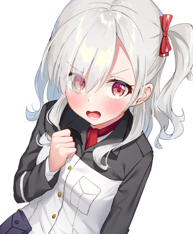 1girl, bangs, bow, breasts, collared_dress, dress, eyebrows_visible_through_hair, eyes_visible_through_hair