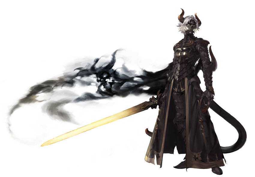 1boy, absurdres, armor, black_sclera, claws, elbow_blade, full_armor, glowing