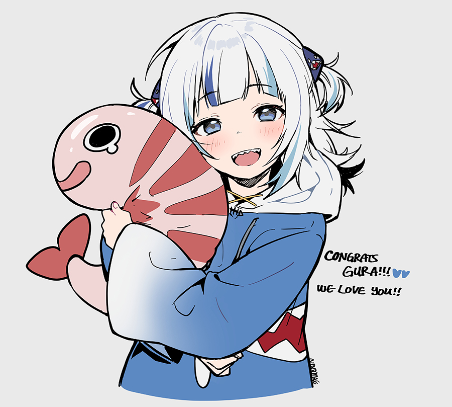 1girl, :d, artist_name, blue_eyes, blue_hair, blush, congratulations, cropped_torso