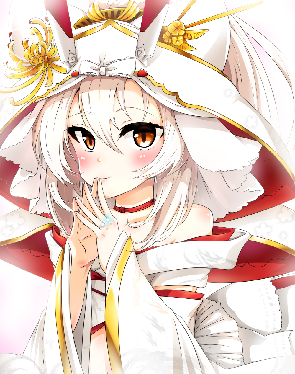 1girl, ayanami_(azur_lane), ayanami_(demon's_dress)_(azur_lane), azur_lane, blurry, blush, bridal_veil, choker