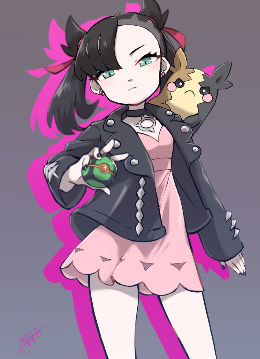 1girl, asymmetrical_bangs, ayakadegozans, bangs, black_choker, black_hair, black_jacket, black_nails