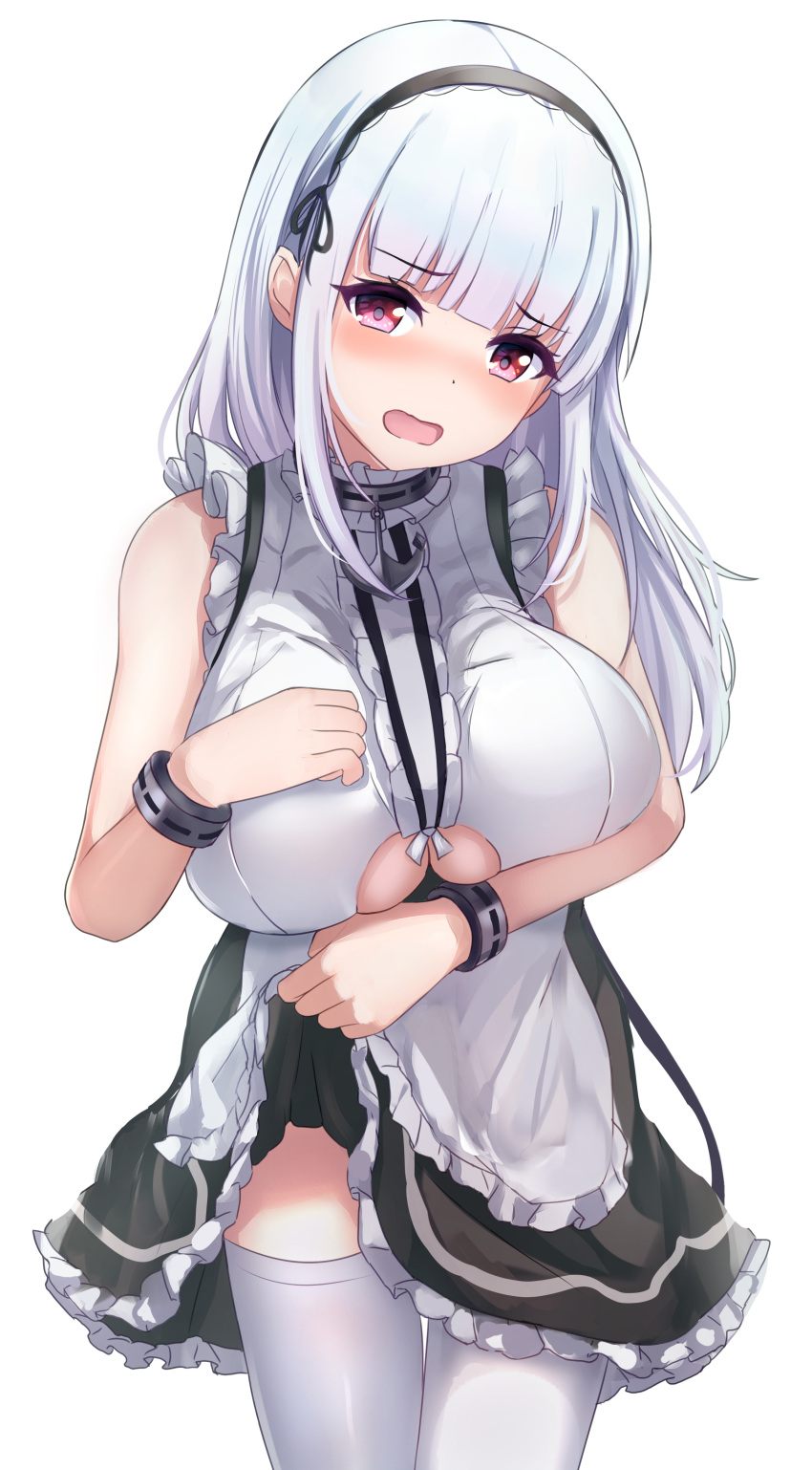 1girl, absurdres, apron, azur_lane, bangs, bare_shoulders, black_hairband, blush