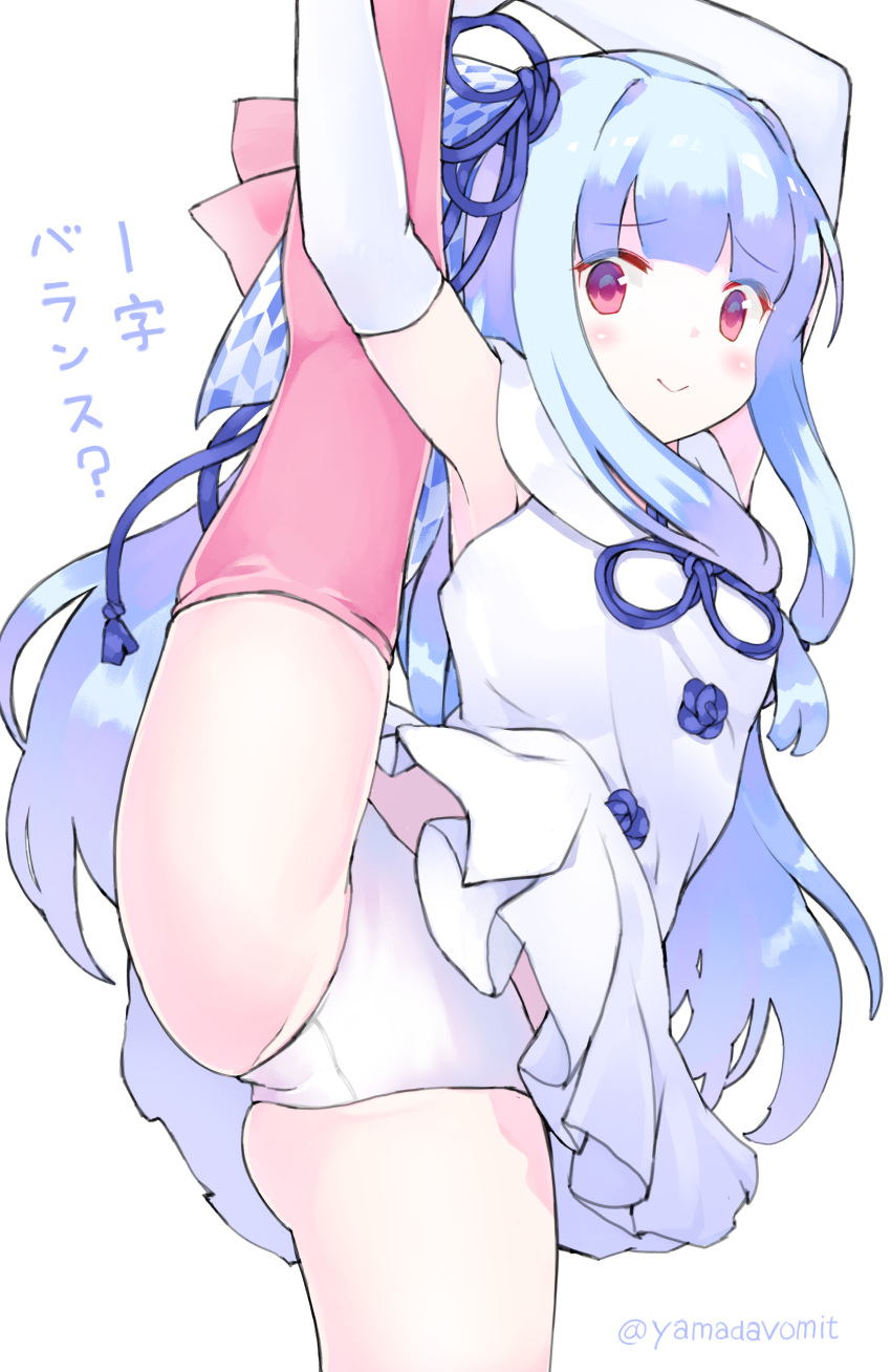 1girl, absurdres, bangs, blue_hair, blue_ribbon, blunt_bangs, blush, bomitto_(zundaffy)