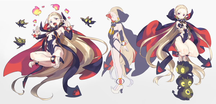 1girl, amana_(pocketkey), black_eyes, blonde_hair, bow, bracelet, cape, closed_eyes