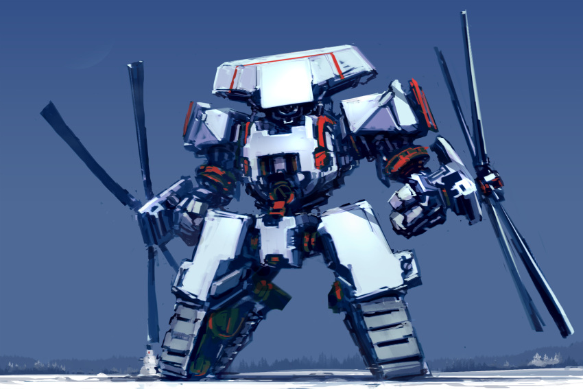 clenched_hands, highres, ksenolog, looking_to_the_side, mecha, no_humans, one-eyed, original