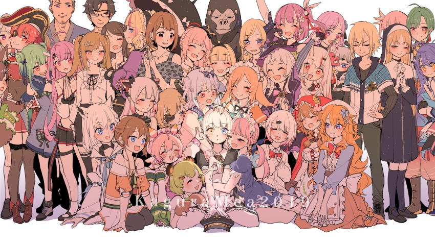 6+girls, animare, character_request, crowd, everyone, highres, hololive, houshou_marine