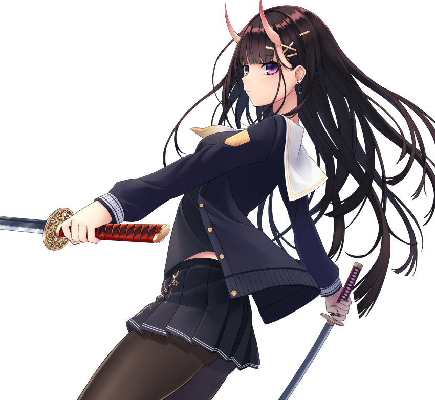 1girl, azur_lane, bangs, black_cardigan, black_hair, black_shirt, black_skirt, blunt_bangs