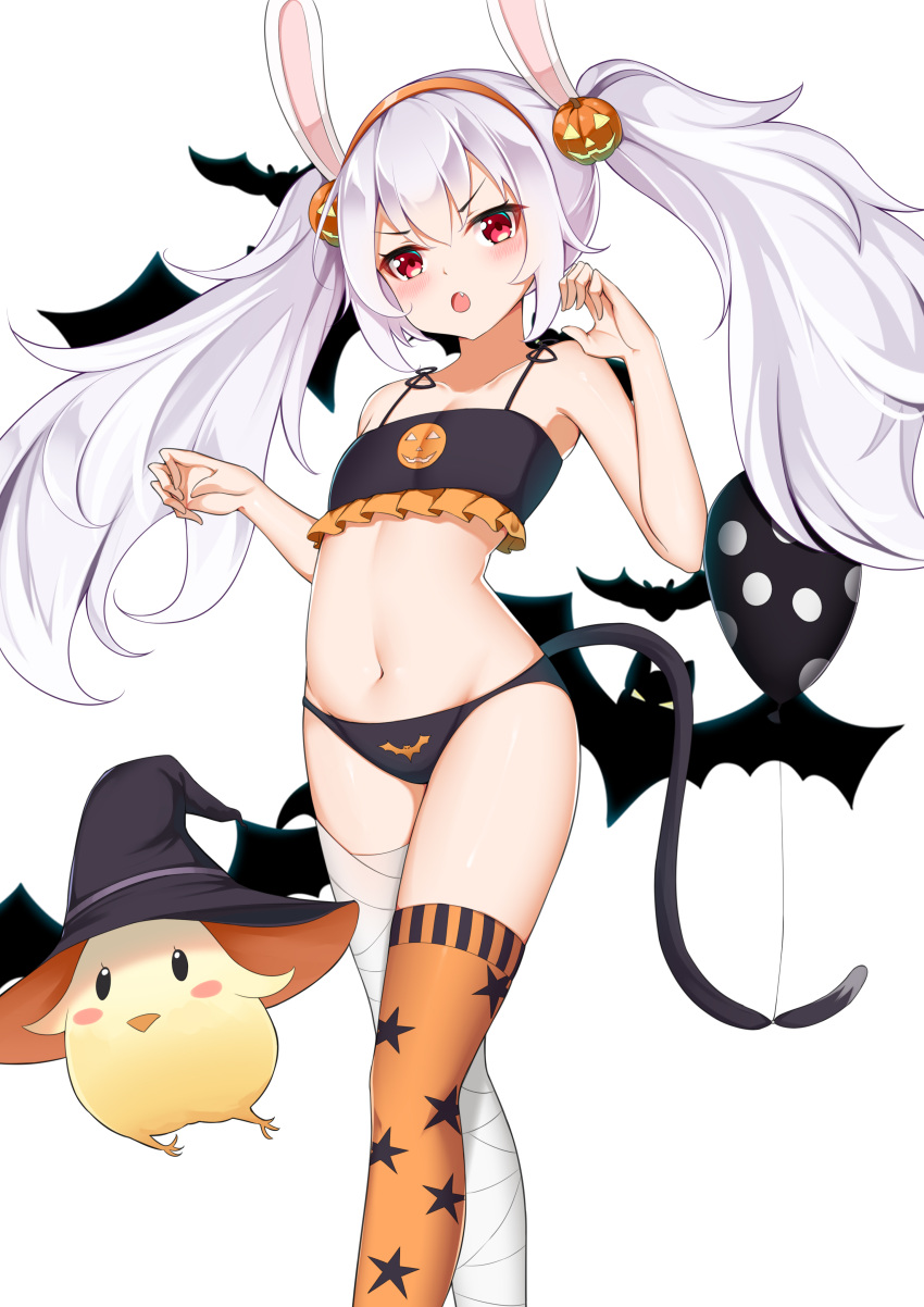 1girl, :o, absurdres, animal_ears, azur_lane, balloon, bandaged_leg, bandages