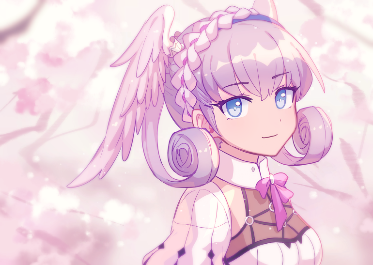 1girl, blue_eyes, braid, breasts, crown_braid, enni, eyebrows_visible_through_hair, head_wings