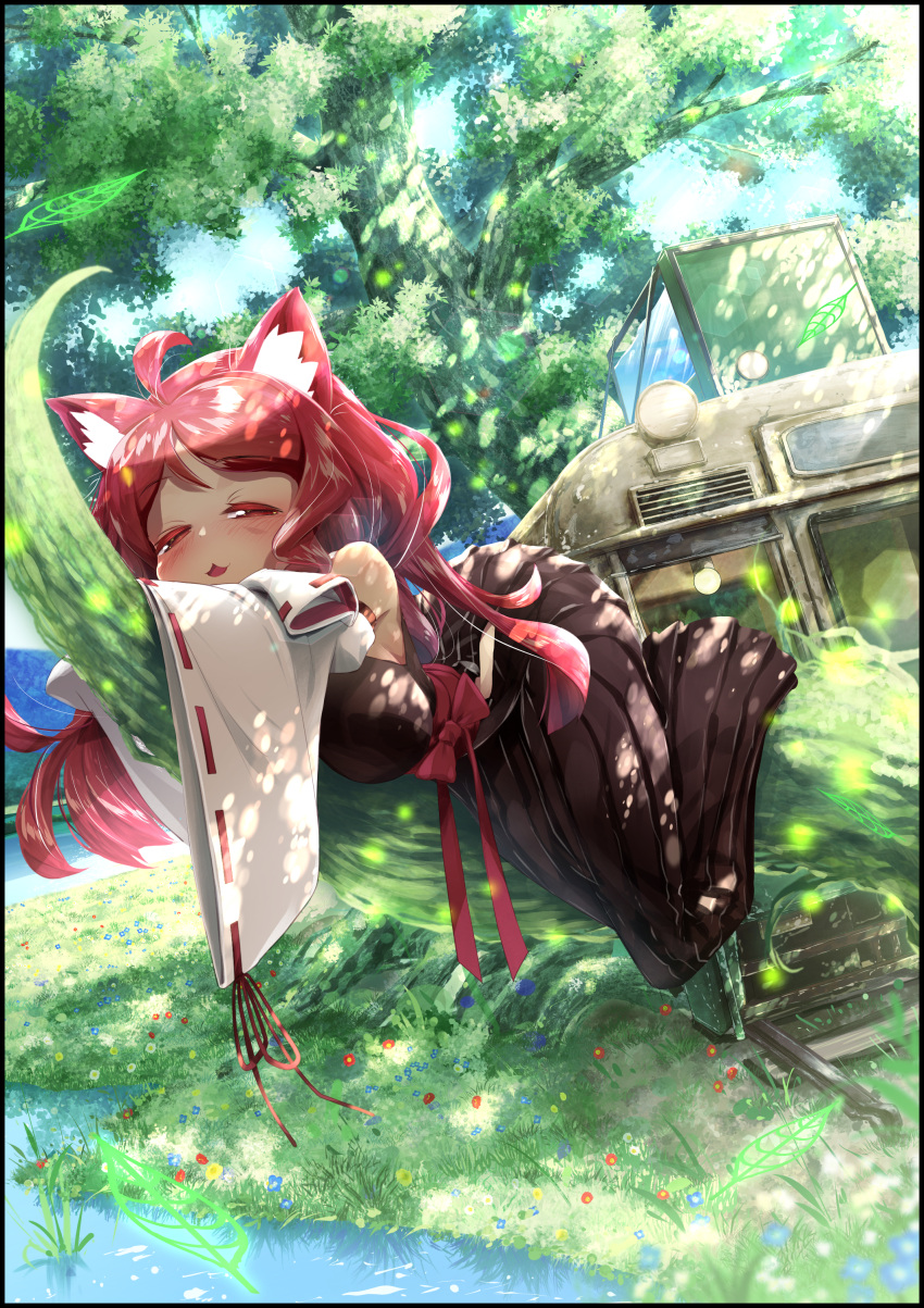1girl, :3, absurdres, ahoge, animal_ears, bangs, bare_shoulders, black_border