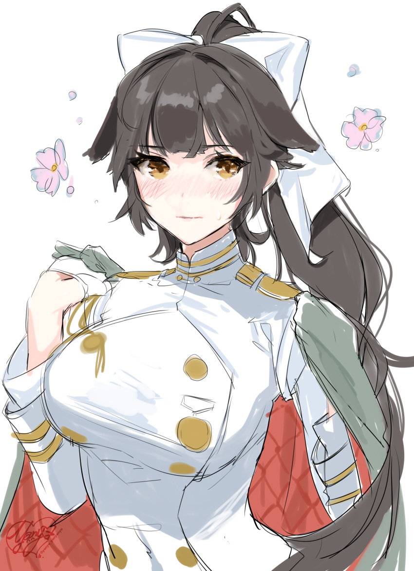 1girl, absurdres, animal_ears, azur_lane, bangs, black_hair, blush, bow