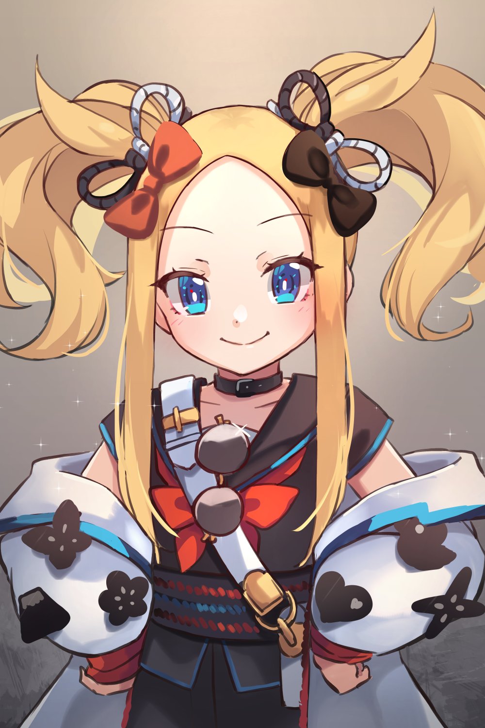abigail_williams_(fate/grand_order), black_bow, blonde_hair, blue_eyes, bow, breasts, cosplay, fate/grand_order