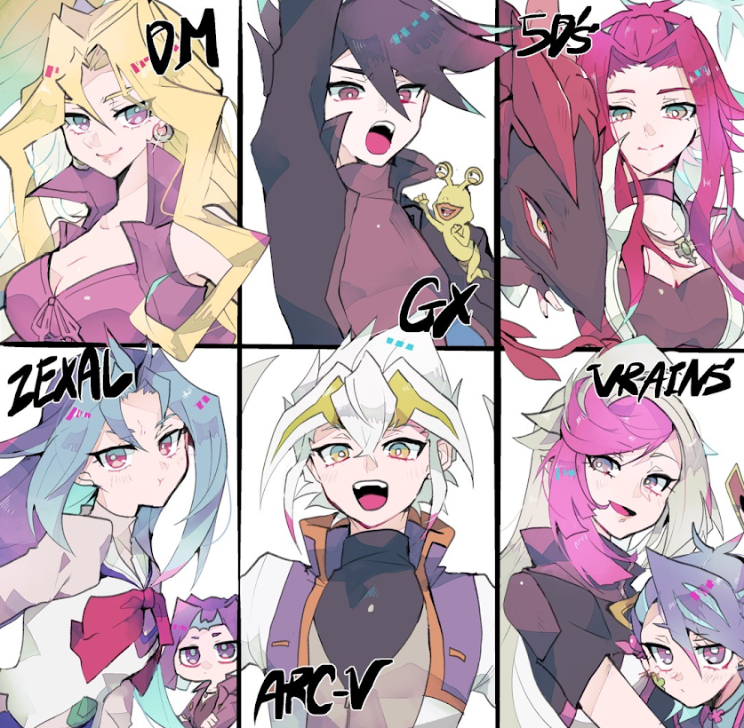 3boys, 5girls, bessho_emma, black_hair, black_rose_dragon, blonde_hair, blue_girl, copyright_name