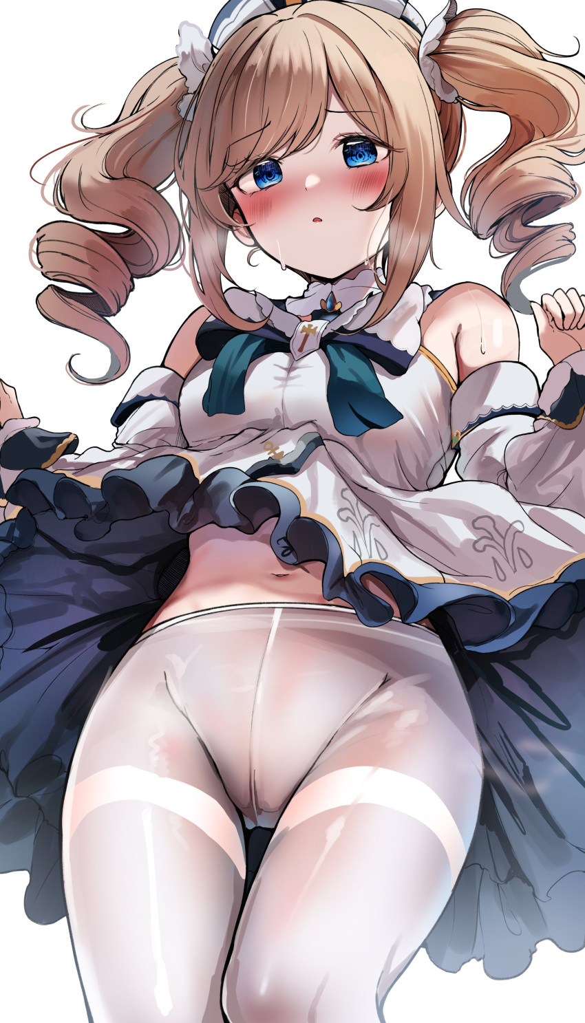 1girl, absurdres, bangs, barbara_(genshin_impact), bare_shoulders, blonde_hair, blue_eyes, blush