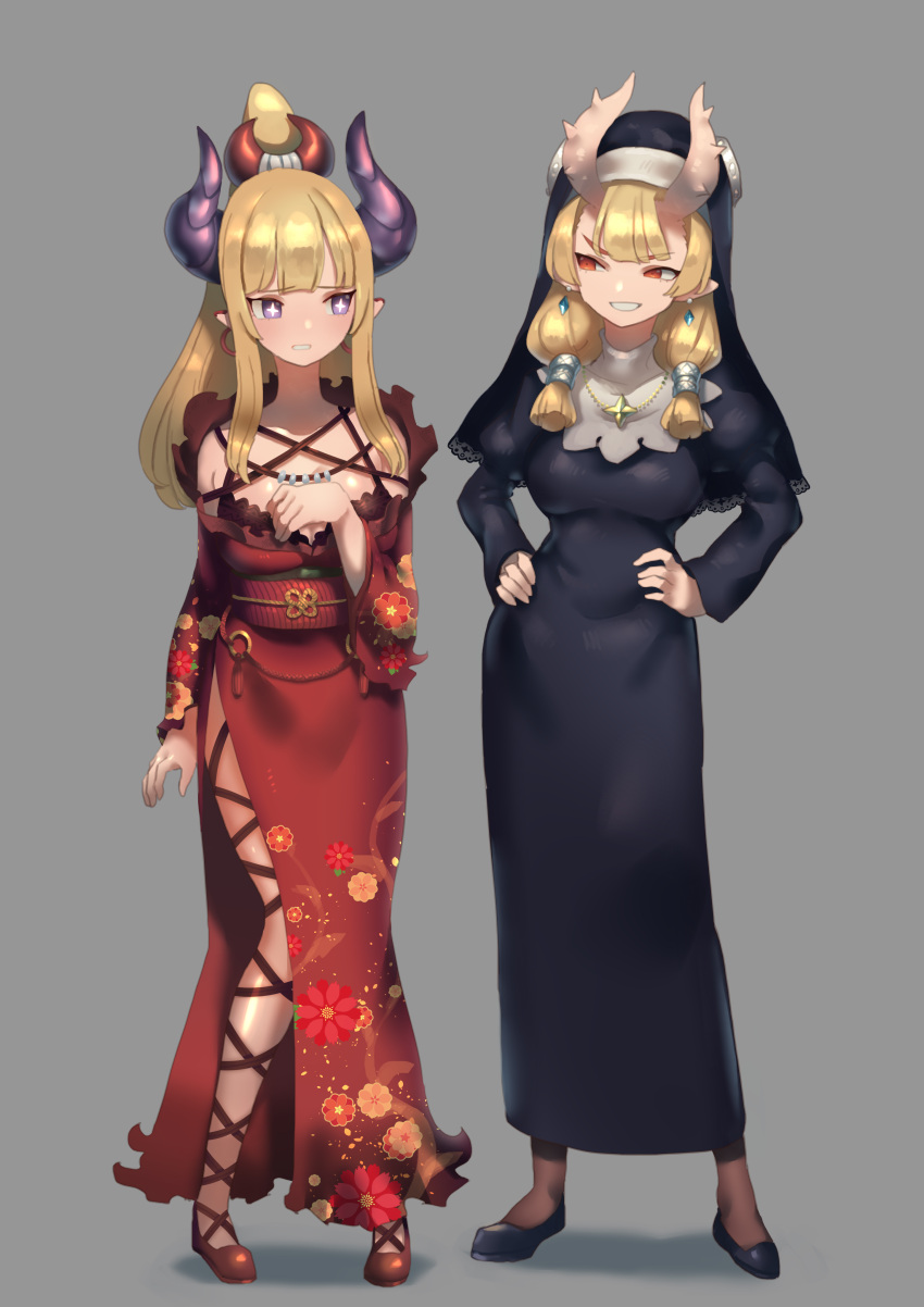 +_+, 2girls, absurdres, black_dress, black_footwear, blunt_ends, blush, bra