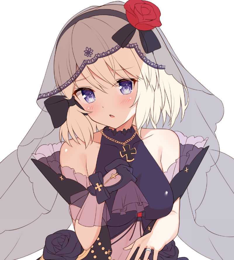 1girl, azur_lane, bare_shoulders, black_dress, black_gloves, black_legwear, blue_eyes, blush